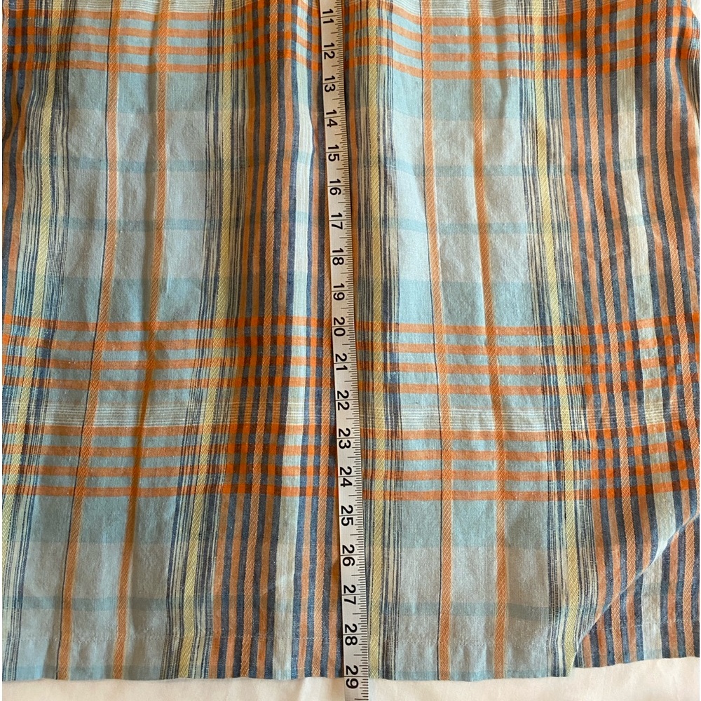CUBAVERA Blue/Orange Plaid 100% Linen Button Front Shirt SZ L - Picture 8 of 8